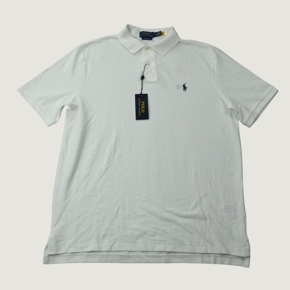 Polo Ralph Lauren Shirt Classic Fit Medium White Cotton NWT Flaws MSRP $118